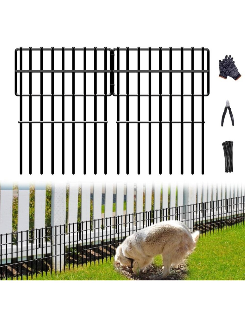 28ft Dog Digging Barrier Fence - Rustproof Metal Animal Edging for Garden